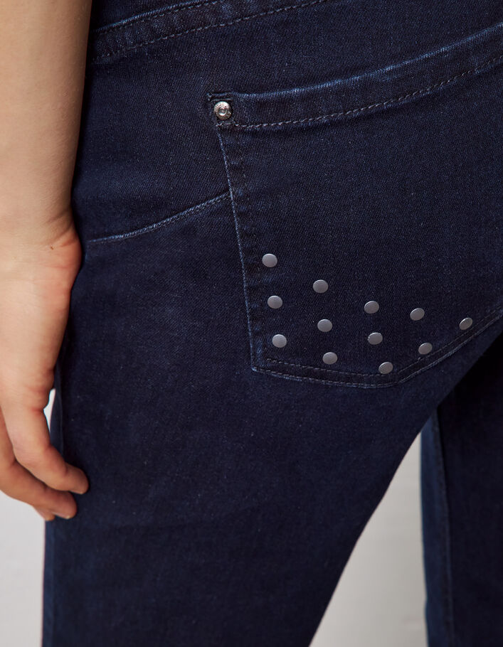 Donkerblauwe slim jeans sculpt up studs achterzak dames - IKKS