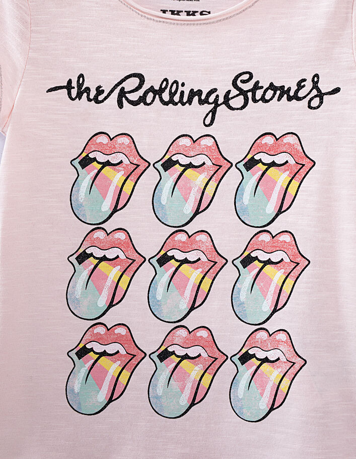 Girls’ pink ROLLING STONES T-shirt with tongues - IKKS
