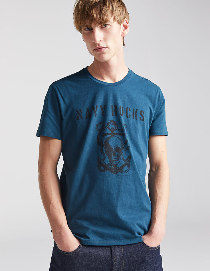 Men's’ teal blue anchor T-shirt-2