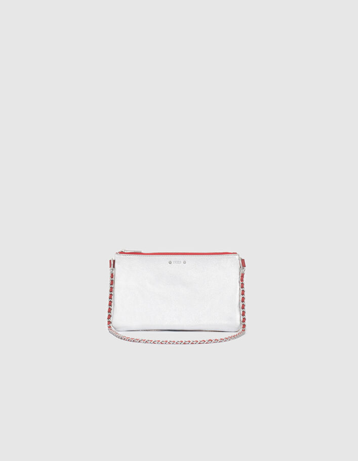 Women’s silver calfskin leather and pony 111 clutch-1