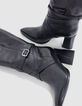 Bottes noires cuir à talon brides croisées Femme-4