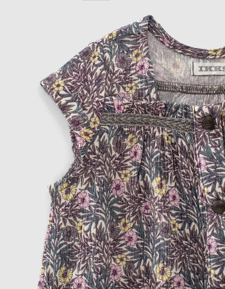 Blouse parme Ecovero® à imprimé végétal bébé fille-6