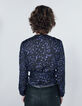 Women’s black/blue leopard print recycled wrap blouse-2