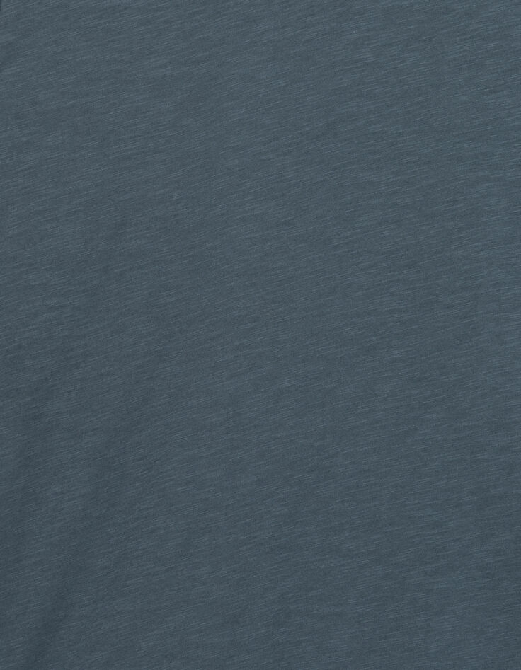 T-shirt encolure V bleu grisé coton bio flammé Homme-6