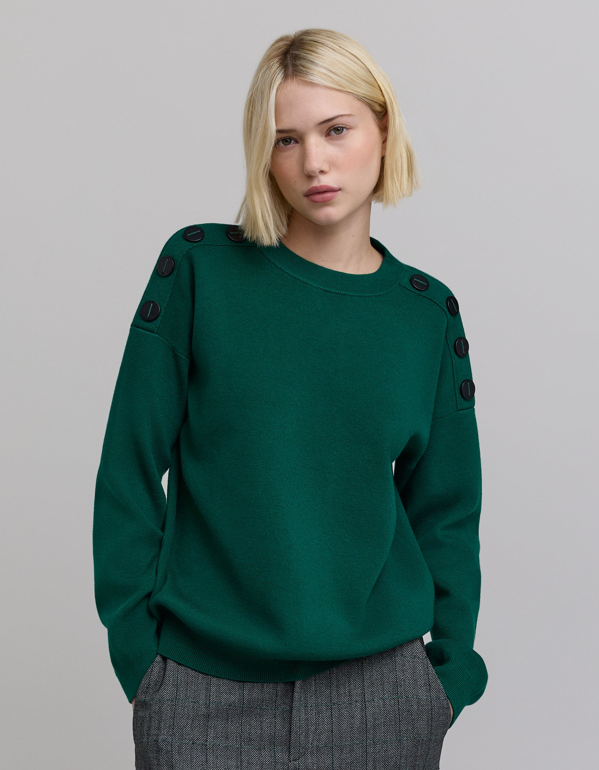 IKKS-PULL~VERT~TRICOT~DECOR~
