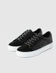 Baskets noires en cuir logo IKKS détails clous femme-7