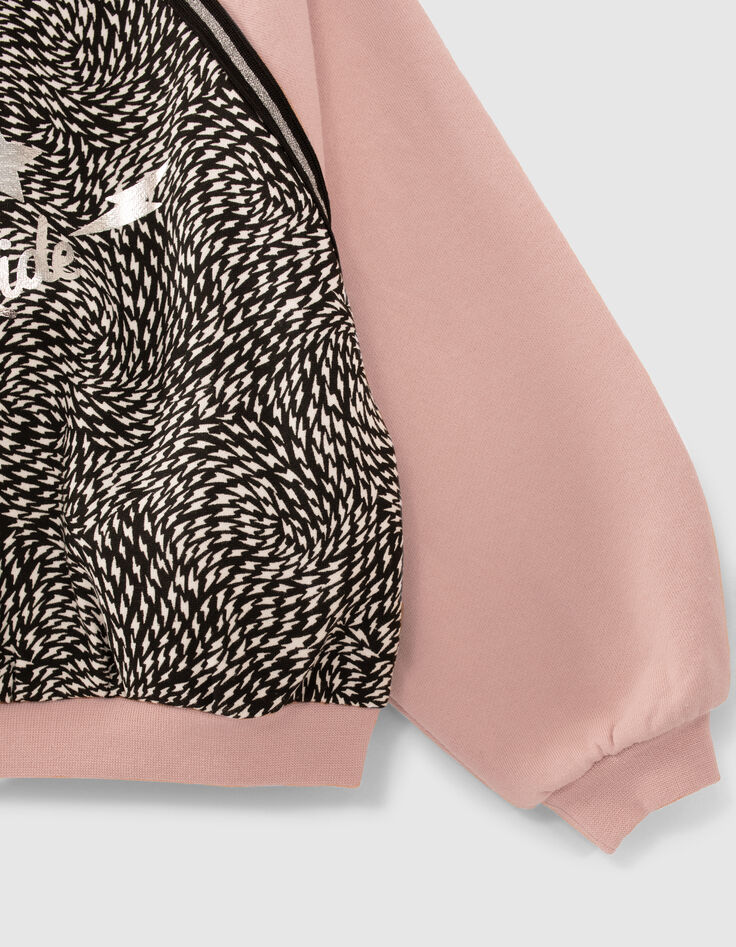 Sweat rose et imprim&eacute; graphique fille-3