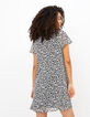 I.Code off-white black flower print dress-4