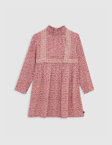 Vestido niña estampado floral rosa - IKKS