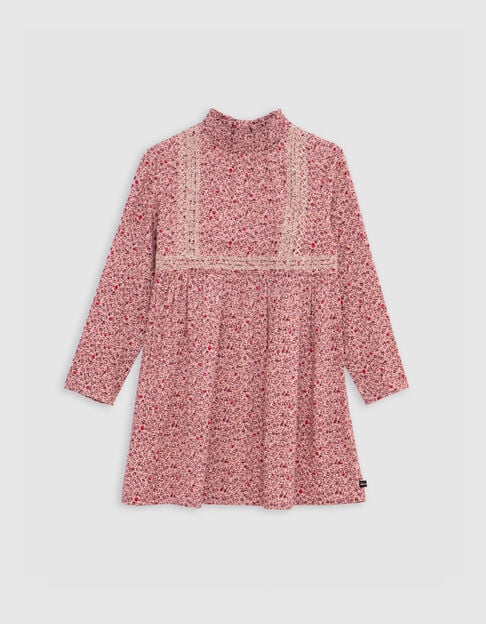 Vestido niña estampado floral rosa - IKKS
