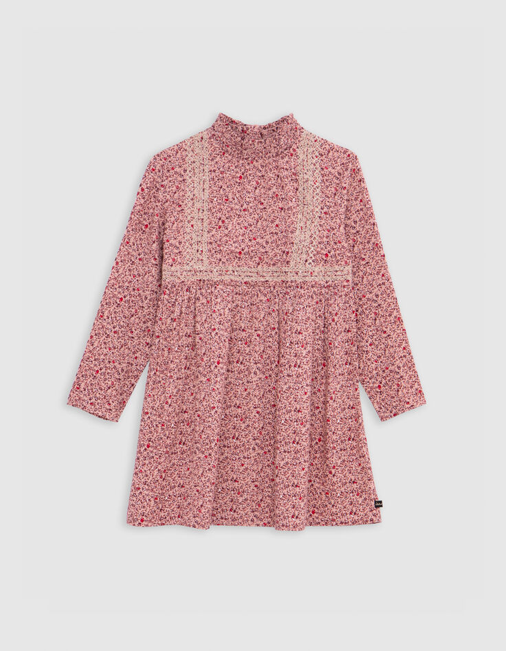 Robe rose imprimé fleuri fille-5