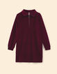 Robe zipp&eacute;e bordeaux maille velours c&ocirc;tel&eacute;e I.Code-7