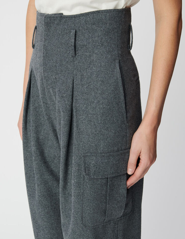 Pantalon battle gris flanelle Femme-6