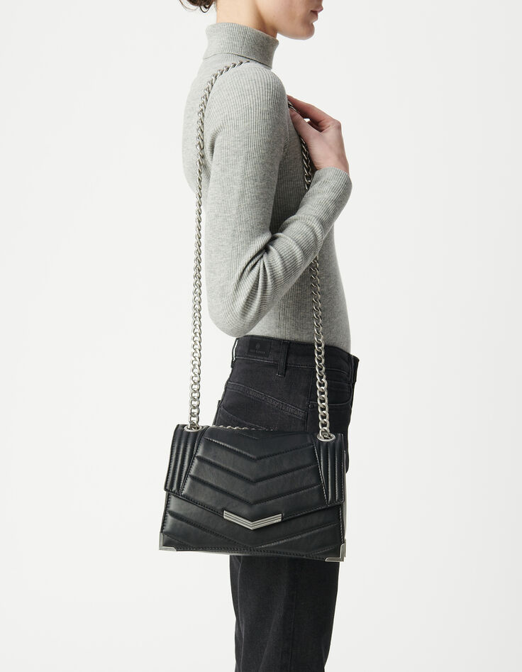 Tasche THE 1- schwarz, Leder, Steppnähte Größe M-8 Tasche THE 1- schwarz, Leder, Steppnähte Größe M-8