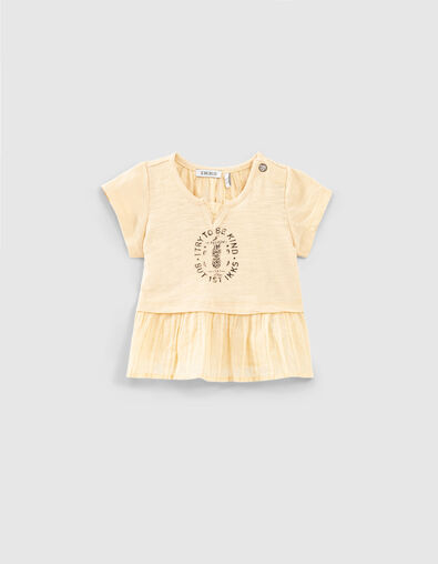 Weizengelbes Mix-and-Match Babymädchen-T-Shirt mit Message - IKKS