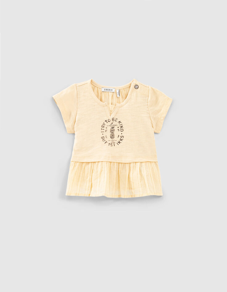 Weizengelbes Mix-and-Match Babymädchen-T-Shirt mit Message-1