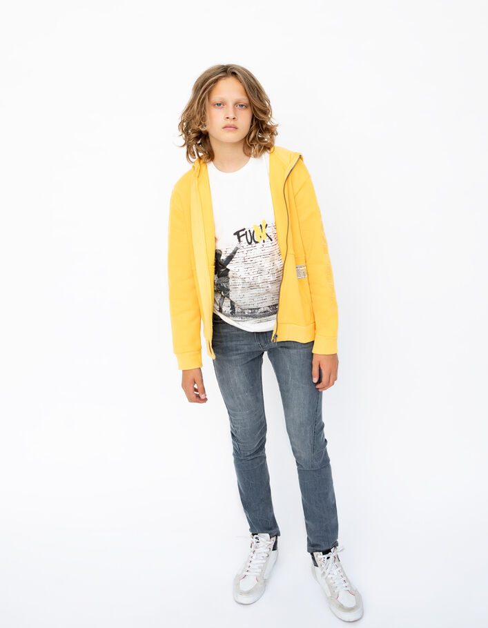 Cardigan jaune message embossé manche garçon-8