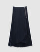 Women’s navy skull motif jacquard pleated skirt-1