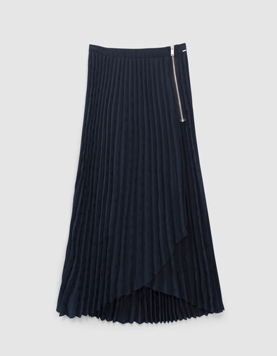 Women’s navy skull motif jacquard pleated skirt - IKKS