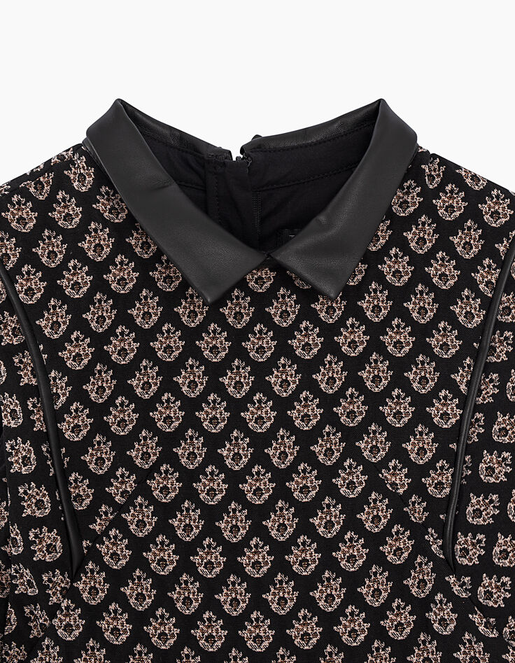 Vestido-patinadora negro jacquard efecto brocado copper-4