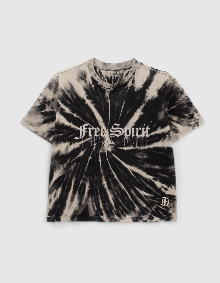 Camiseta negra algodón ecológico tie&dye niño-1