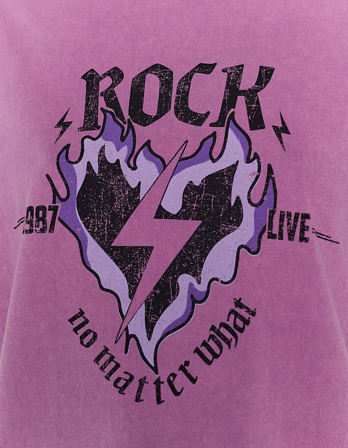 T-shirt in roze stonewashed katoen rocktekst - IKKS