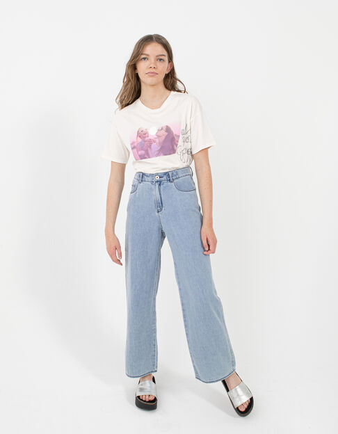 Girls’ blue organic cotton baggy jeans