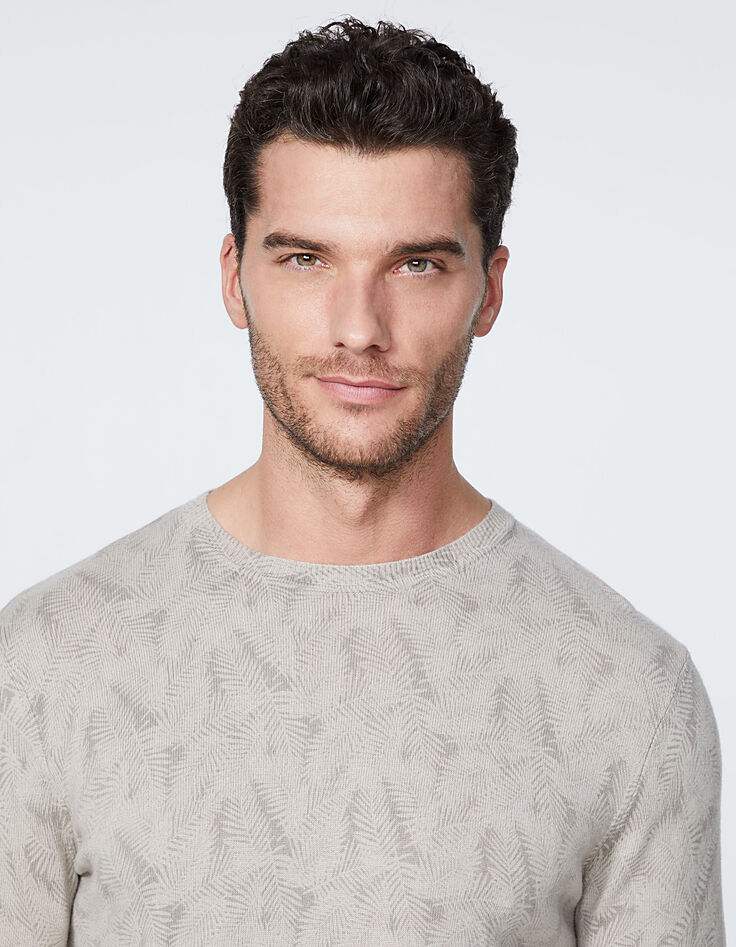 Pull vison tricot fin imprimé feuillage Homme-2 Pull vison tricot fin imprimé feuillage Homme-2