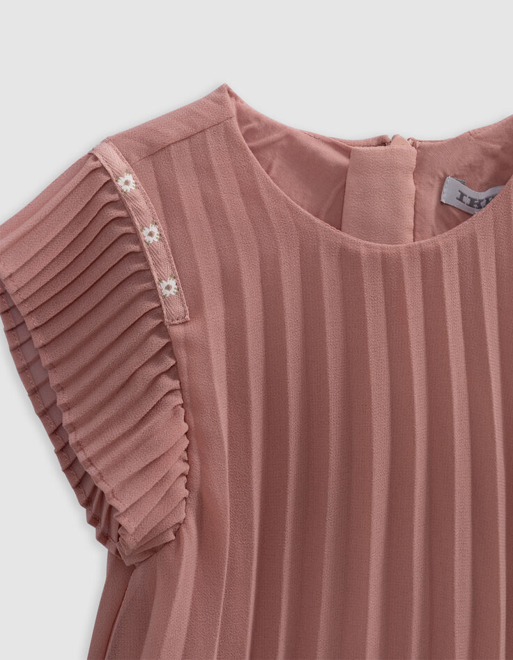 Medium pink pleated dress for girls-2