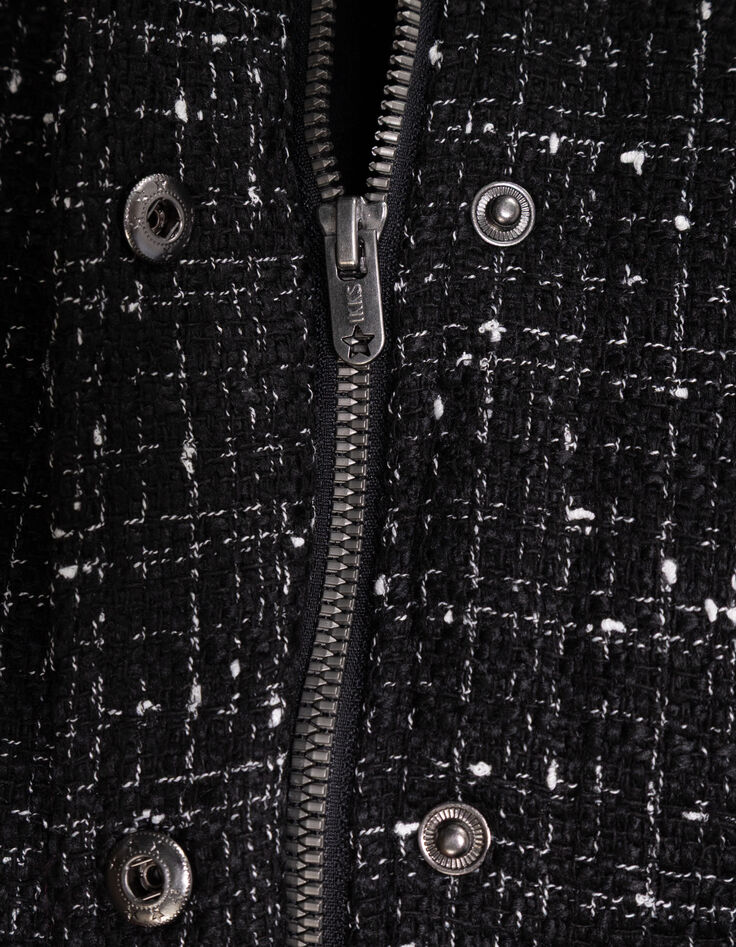 Blouson noir esprit tweed fille-9