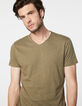 Men’s khaki Essential V-neck T-shirt-4