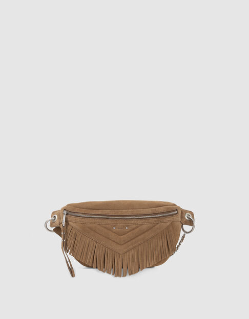 Tas 1440 Pocket Belt in zandkleurig suèdeleer Dames