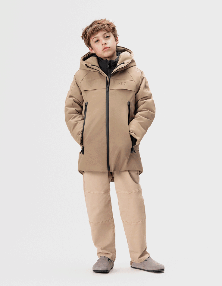 Parka 2-en-1 beige doudoune noire sans manches gar&ccedil;on-9
