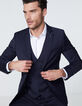 Men’s navy fine-stripe suit waistcoat-3