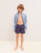 Boys' navy recycled toile de Jouy swim shorts-3
