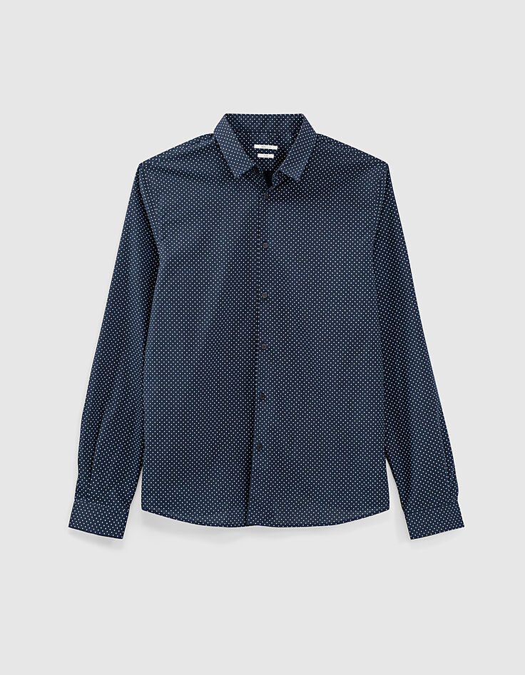 Camisa SLIM marino estampado florecitas blancas Hombre-1