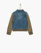 Stone blue jeansjack kaki mouwen jongens-2