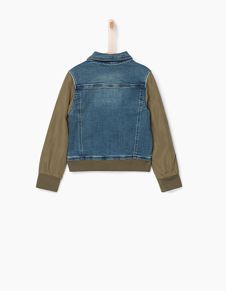 Stone blue jeansjack kaki mouwen jongens-2