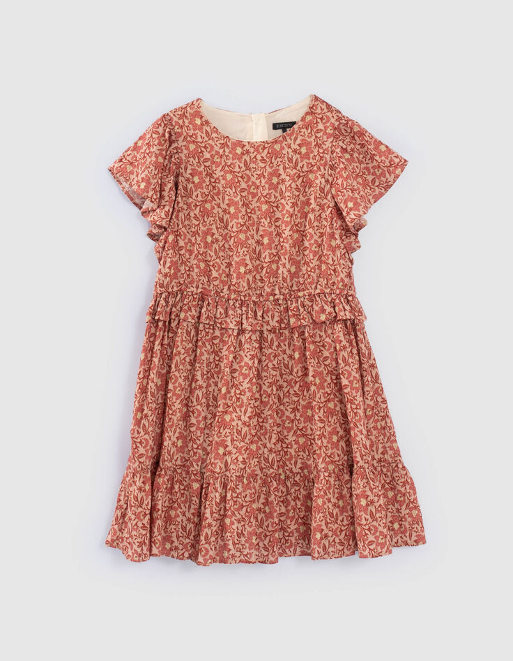 Rotes Mädchenkleid mit Blumenprint-1