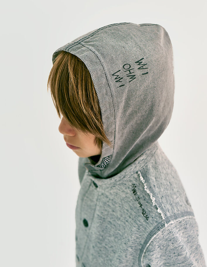 Boys’ grey denim hooded cardigan - IKKS