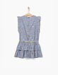 Robe bleu foncé à rayures et broderies fille-5