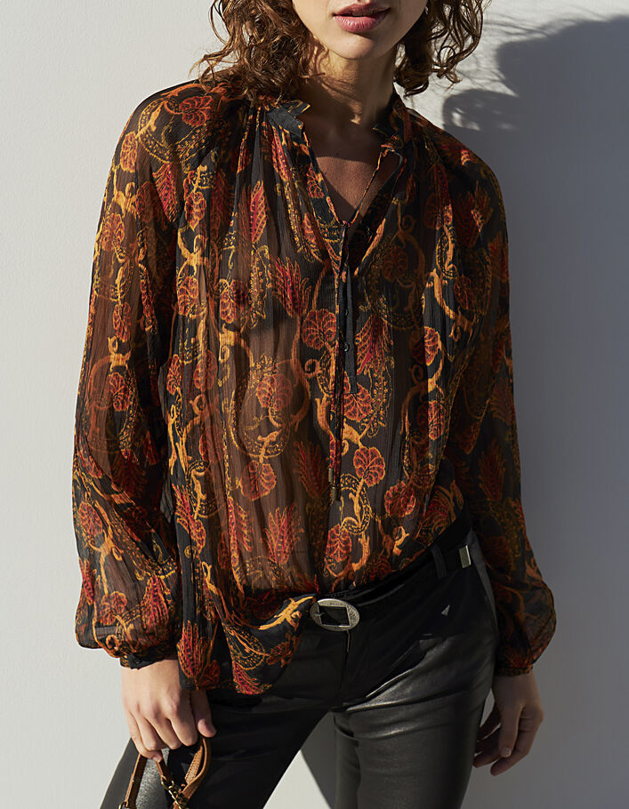 Blouse en voile imprimé fleur des sables femme-5