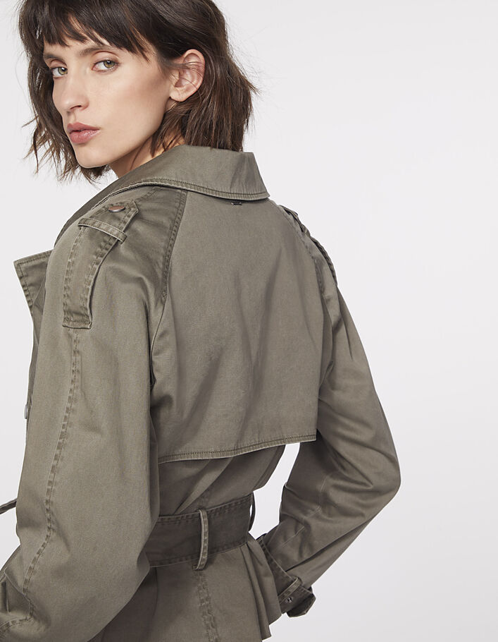 Women’s short khaki belted trench coat - IKKS