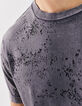 Mittelgraues Herren-T-Shirt, Tie-and-Dye-Tachismus-Effekt-4
