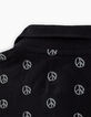 Boy’s black peace and love print polo shirt-6