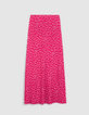 Women's pink polka dot midi skirt-7