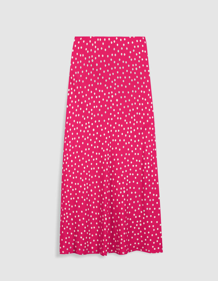 Women's pink polka dot midi skirt-7