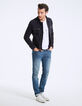 Man’s navy suede jacket with zipped pockets-6