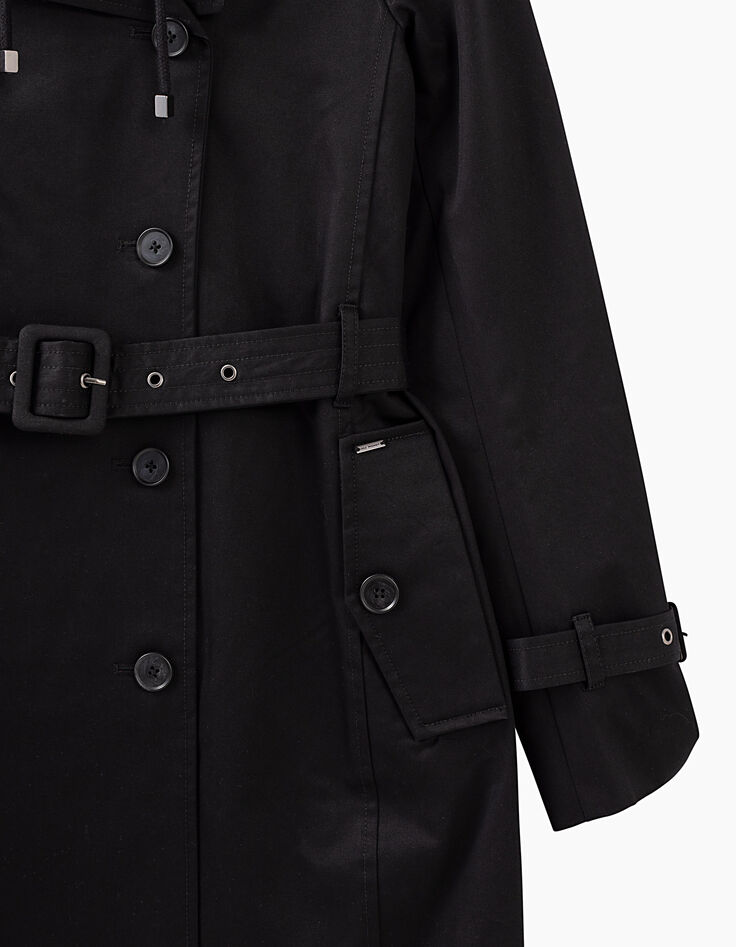Women's trench coat with removable hood-3