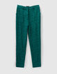 Pantalon de costume &eacute;meraude recycl&eacute; imprim&eacute; paon Femme-6